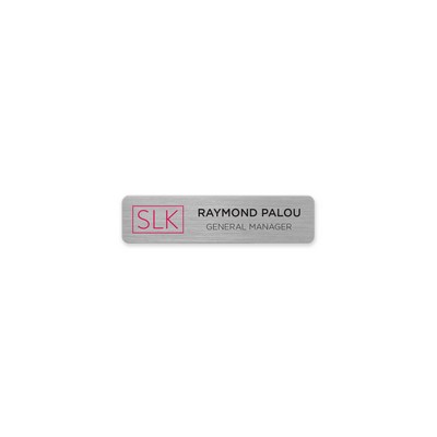 Printed Rectangle Metal Name Badge Magnet Fastener - Extra Small (XS) 0.50" x 2.0"