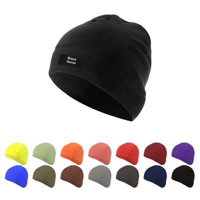 Fleece Beanie With Patch Label