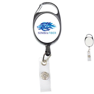 One button Recovery Oval Carabiner Badge Reel w/ Plain Back