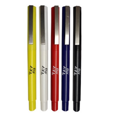 Plastic Cap & Barrel Ball Point Pen with Metal Pocket Clip