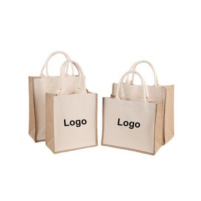 Natural Burlap Jute Canvas Tote Shopping Bag