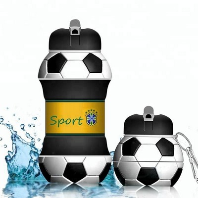 Football Soccer Shape Silicone Collapsible Water Bottle