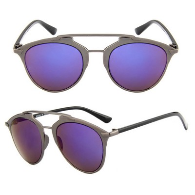 Double Bridge Round Vintage Sunglasses