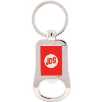 2 1/8" Silver/Red Bottle Opener Keychain