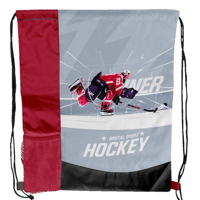 Sublimation Multi-Panel Polyester Drawstring Bag w/ Bottle Holder