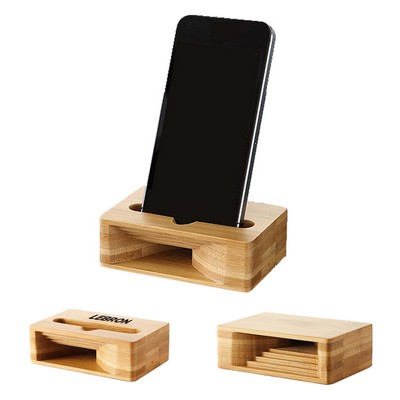 Bamboo Phone Hold Desk Stand Speaker