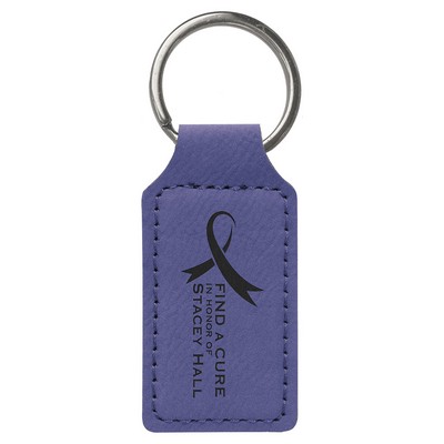 Purple Rectangle Keychain with Soft Edges, Laserable Leatherette, 2-3/4" x 1-1/4"