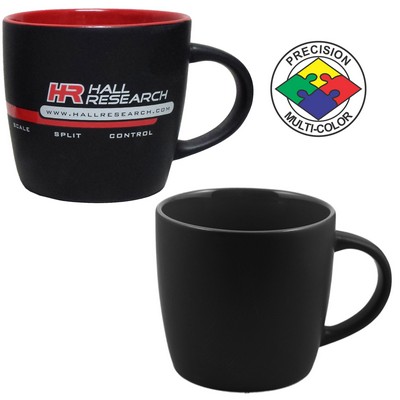 12 Oz. Black/Black Blue Euro Cafe Mug - Dishwasher Resistant - Precision Spot Color