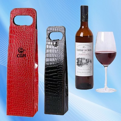 Alligator-Embossed Leather Wine Carrier