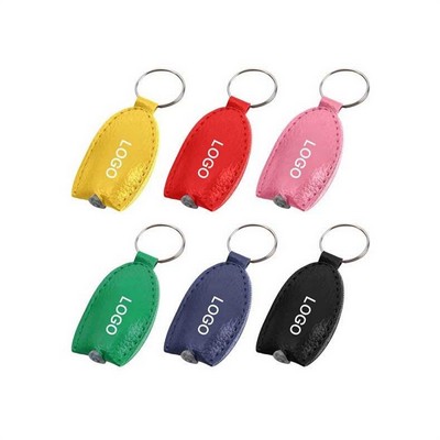 Custom Logo LED Keychain – PU Leather Key Fob with Light & Metal Ring