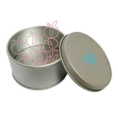 Apple Shaped Paper Clips in Decorative Tin Box