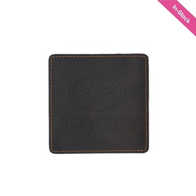 Debossed Top Grain Genuine Leather Square Coaster