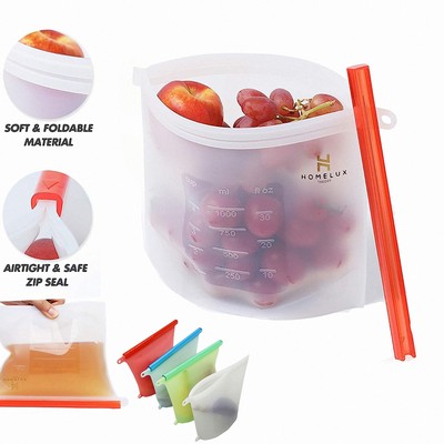 34Oz Reusable Silicone Food Freezer Bag With Plastic Slider