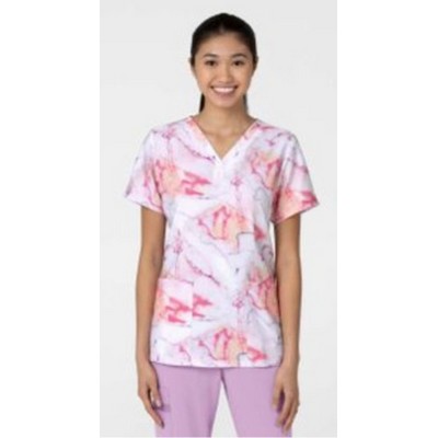 Wink™ Fashion Prints Women's Fitted 3-Pocket V-Neck Scrub Shirt