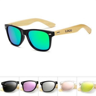 Mirrored Bamboo Two Tone Sunglasses