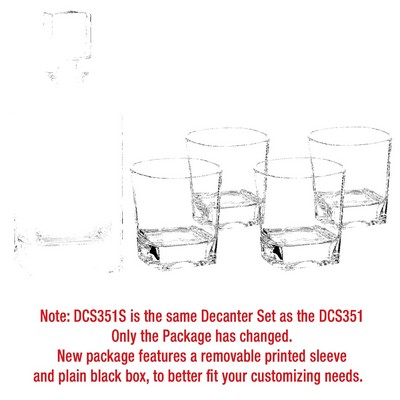 810ml Rectangle Glass Decanter Set w/Four 8 oz. Glasses