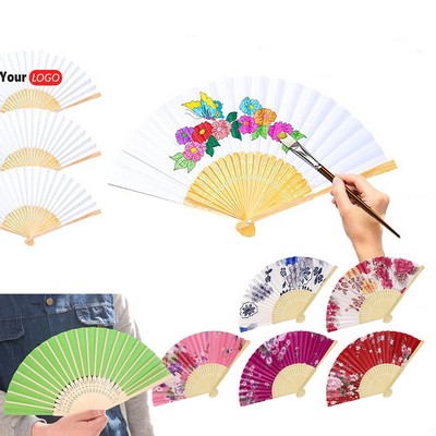 Blank Folding Paper Fans Creative Crafts For Children