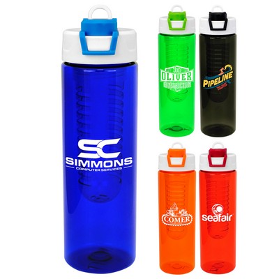 Two Tone Pop Up 24 oz. Colorful Bottle with Infuser