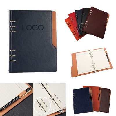 6 Ring Pu Leather Journal Business A5 Notebook