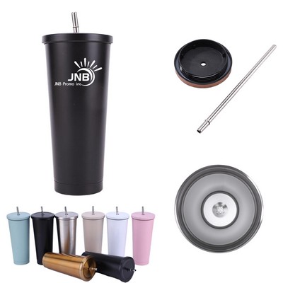 25 Ounce Stainless Steel Insulated Cup with Metal Straw