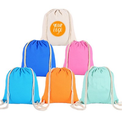 10 OZ Canvas Drawstring Backpack with Cinch Closure