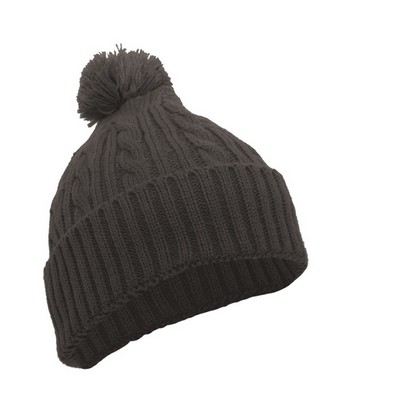 Pacific Headwear Cable Knit Pom-Pom Beanie