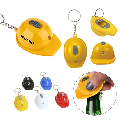 Construction Hat Flashlight Bottle Opener w/ Keychain