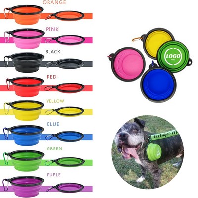 Silicone Pet Collapsible Dog Bowl W/Carabiner