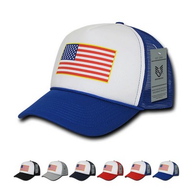 America USA Flag Patch Trucker Foam Mesh Hat