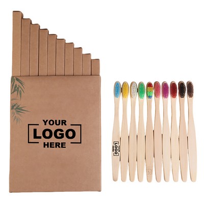 Bamboo Toothbrushes Eco-Friendly Pack of 10