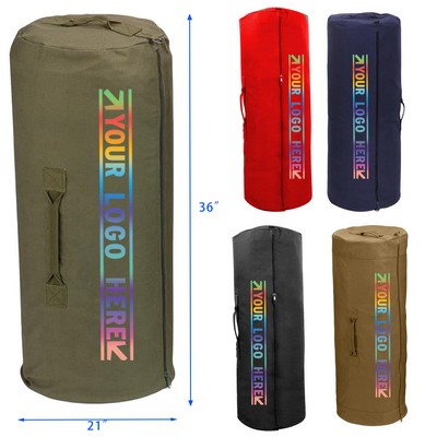 Canvas Zipper Duffle Bag with Side Zipper Rugged Outdoor Camping Gear Storage