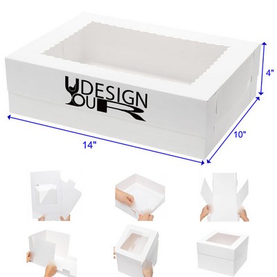 14 x 10 x 4 Inches Cake Bakery Cupcakes Donut Cookies Box Pie Packaging with Clear Window