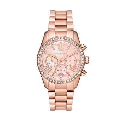 Michael Kors Ladies Lexington Rose Gold-Tone Stainless Steel Watch Rose Gold Dial