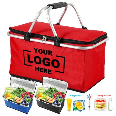 Large Foldable Insulated Cooler Bag with Multiple Compartments