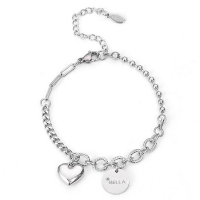 Stainless Steel Peach heart coin bracelet