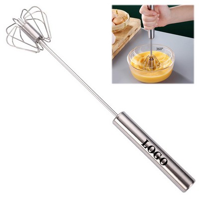 11" Stainless Steel Semi Automatic Egg Beater Hand-Pushed Spiral Mixer