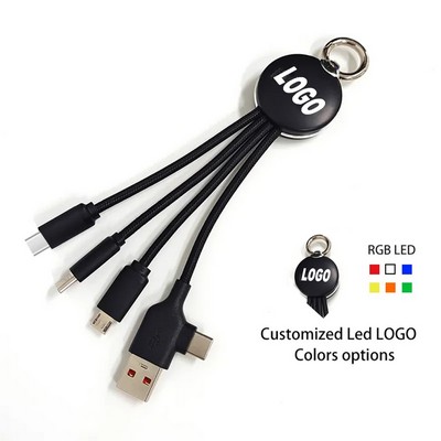 Keychain Shaped 5 in 1 Glowing LED Logo USB Cable