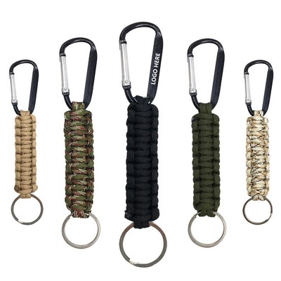 Handmade Emergency Paracord Rope Key Chain with Carabiner