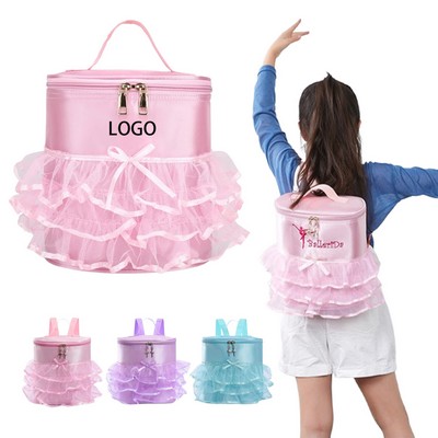 Girls Cute Ballet Dance Bag/ Dance Backpack With Lace Edge