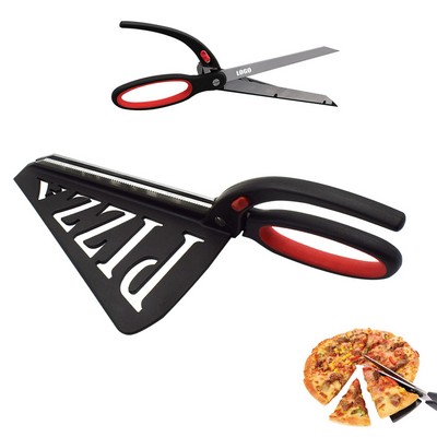 Pizza Scissors Cutter with Side Spatula and Ergonomic Handle