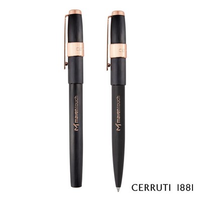 Cerruti 1881® Block Brushed Ballpoint Pen & Rollerball Pen Gift Set