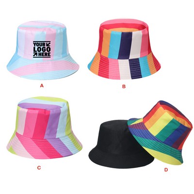 Reversible Rainbow Striped Bucket Hat