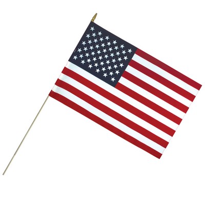 24" x 36" Lightweight Cotton US Stick Flag with Spear Top on a 50" Dowel