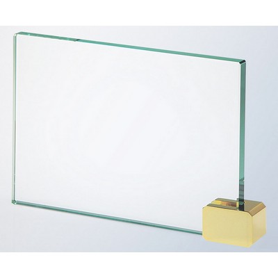 Jade Glass Award with Brass Rectangle Holder (4"x4")