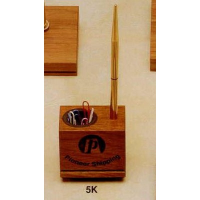 2.3"x2-3/5" Walnut Pen Holder And Paper Clip (5k)