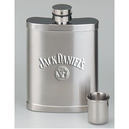 5-3/8" Jack Daniel's Stainless Steel Flask w/Shot Cap