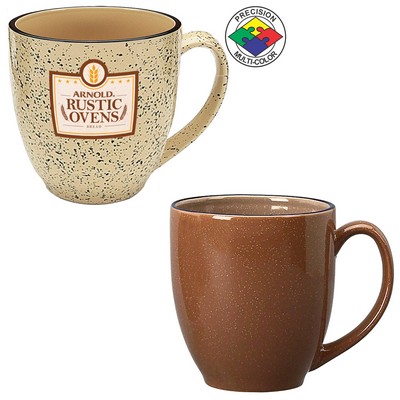 14.5 Oz. Chocolate Brown/Cobalt Blue Speckled Bistro Mug -Dishwasher Resistant -Precision Spot Color