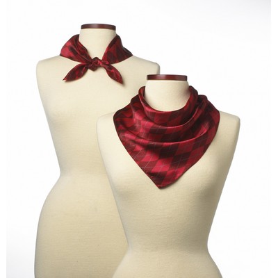 Maroon Argyle Silk Scarf (21"x21")