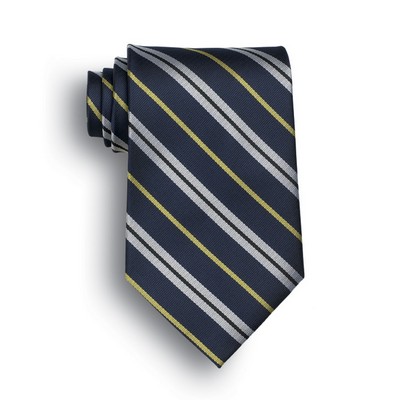 Pace Signature Stripes Polyester Tie - Navy/Gray/Gold