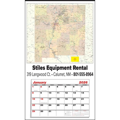 Large New Mexico State Map Full Apron Calendar